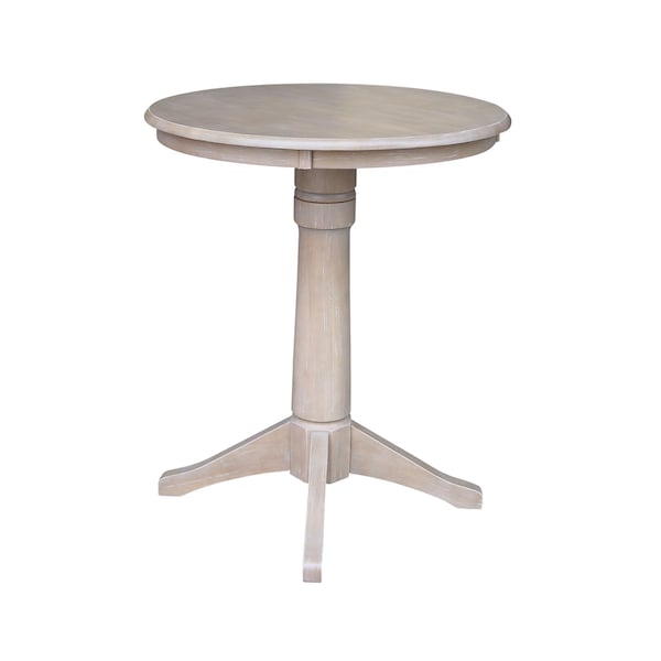 International Concepts Round 30 in Round Top Pedestal Table, 40.9 inH, Washed Gray Taupe, 30 W, 30 L, 41.9 in H, Wood K09-30RT-27B-6B-2 - main
